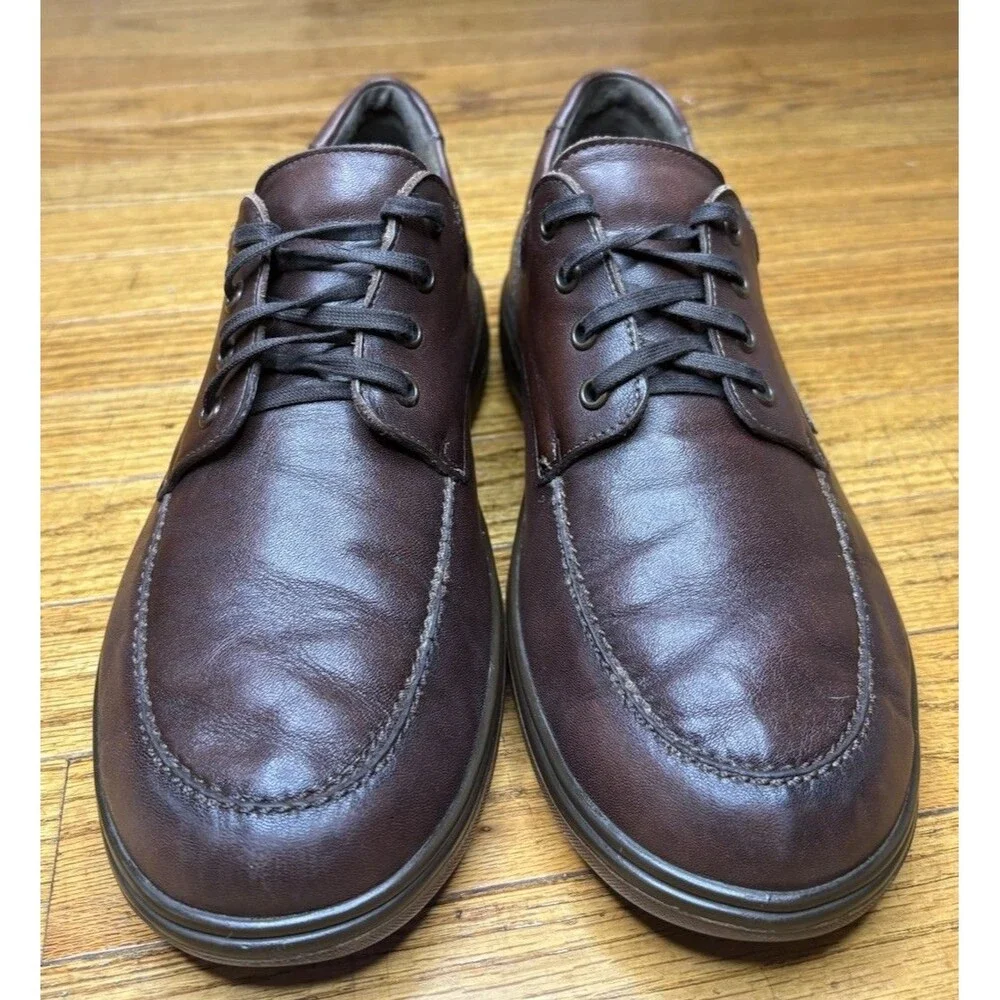 Mephisto Douk Men Size 8.5 Brown Leather Moc Toe Derby Oxfords Hydro Protect